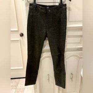 Paige Cindy leather high waisted pants Army Green- like new 100% Lamb